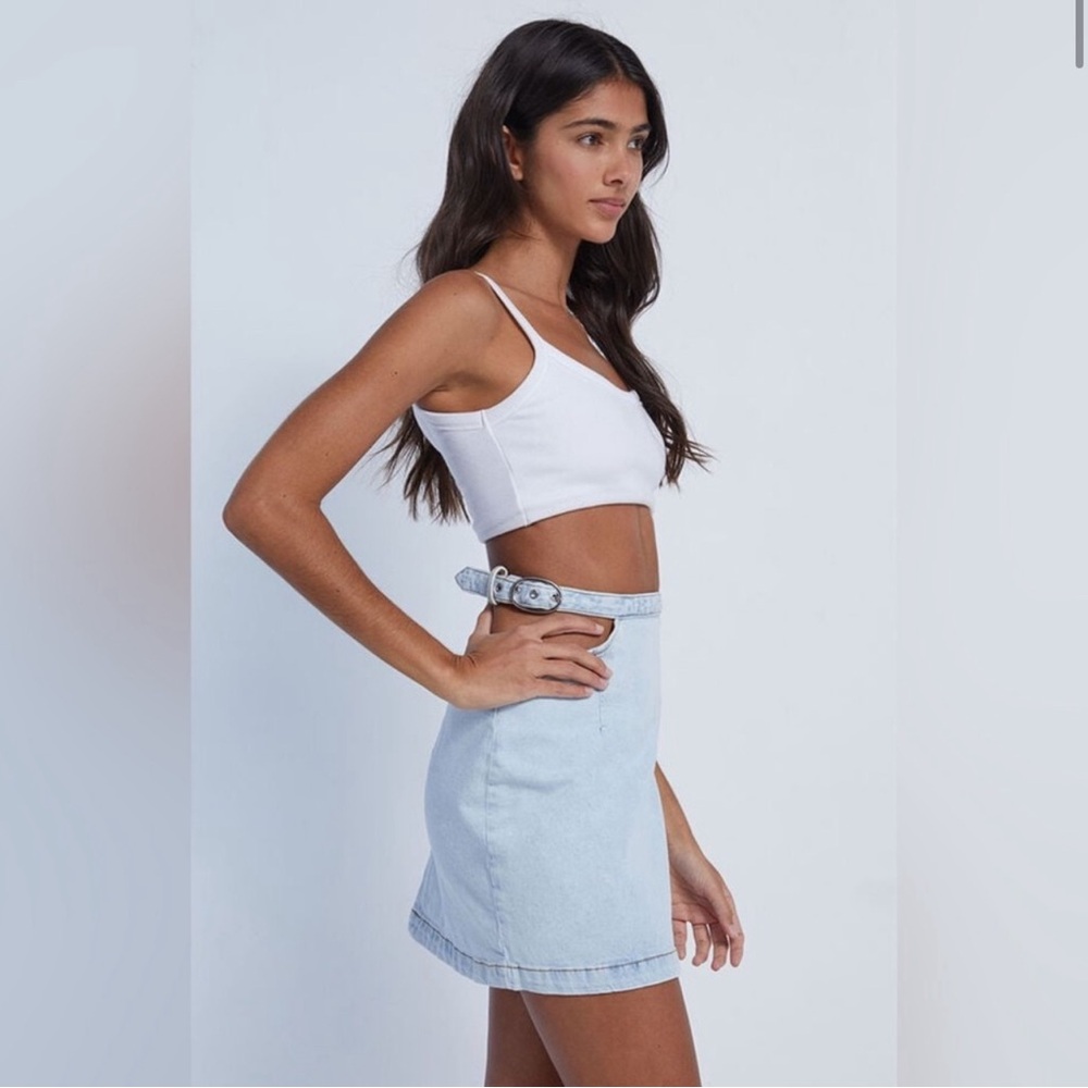 NWT WEWOREWHAT Cut-Out Denim Mini Skirt